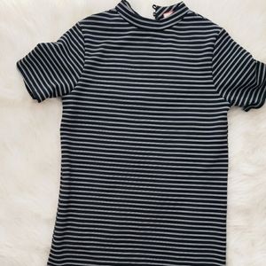 Black & White Stripped Dress with Collar